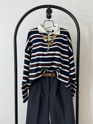 Dzemper sa kragnom - bordo/teget/bijelo