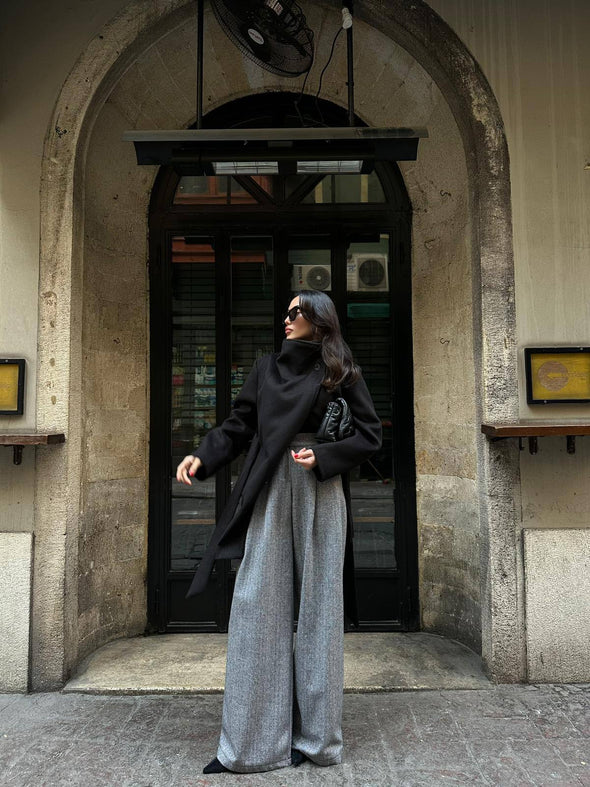 Hlace sirokih nogavica sa uzorkom - sive