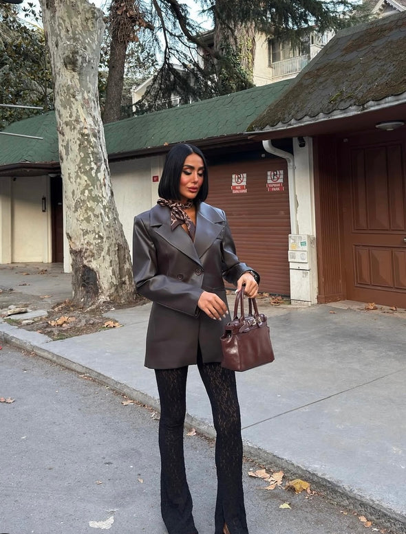 Smedji sako Oversize - od umjetne koze