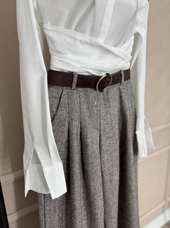 Hlace sirokih nogavica sa uzorkom - smedje