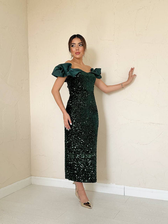 Haljina sa sljokicama - zelena