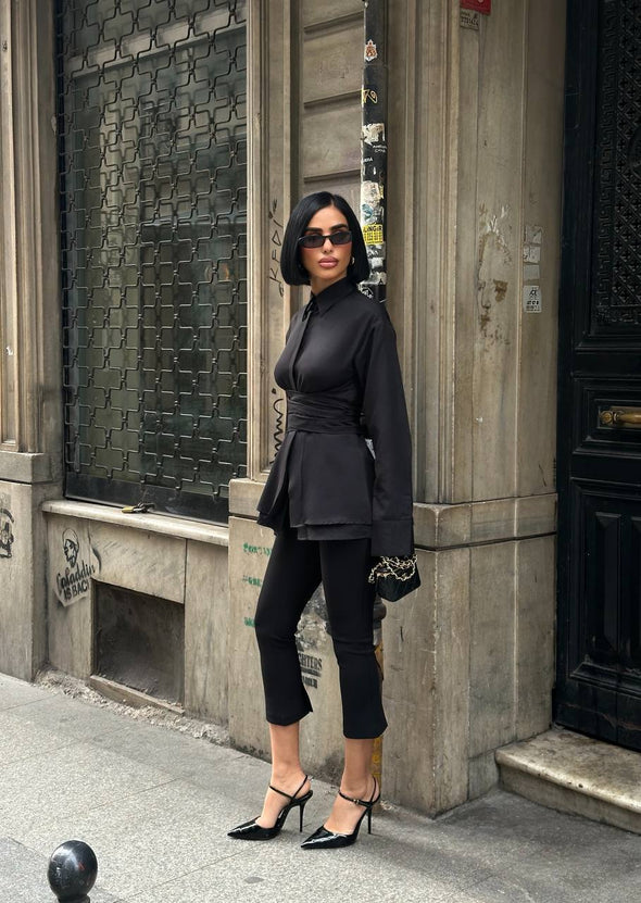 Crna kosulja sa pojasom