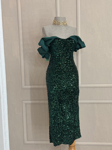 Haljina sa sljokicama - zelena