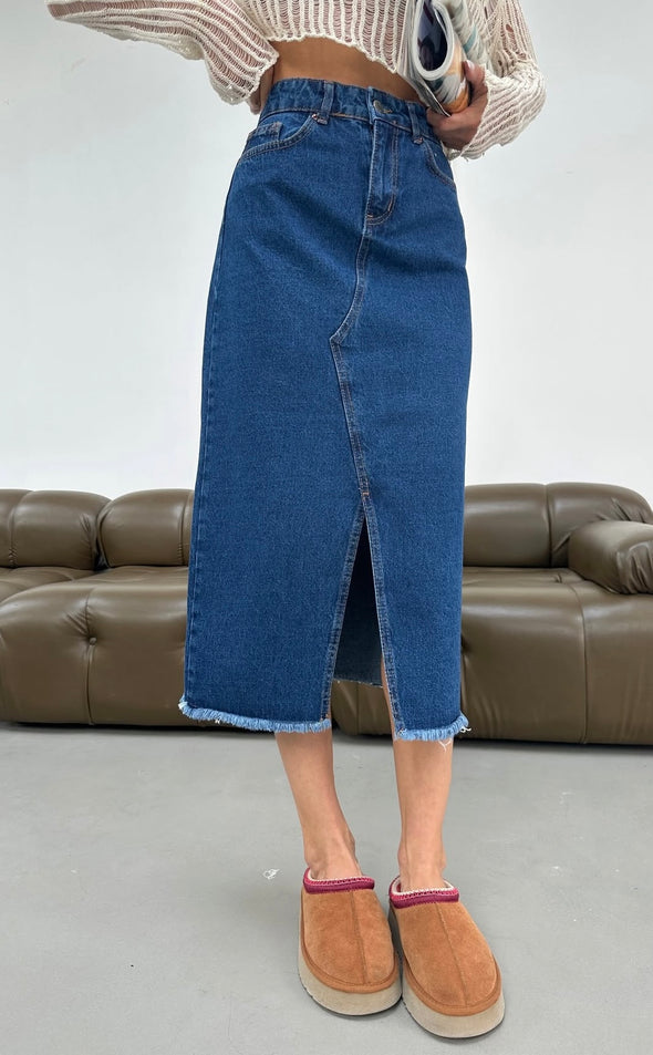 Jeans suknja sa prorezom
