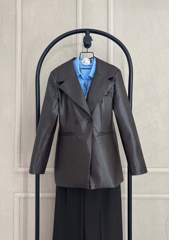 Smedji sako Oversize - od umjetne koze