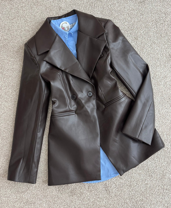 Smedji sako Oversize - od umjetne koze