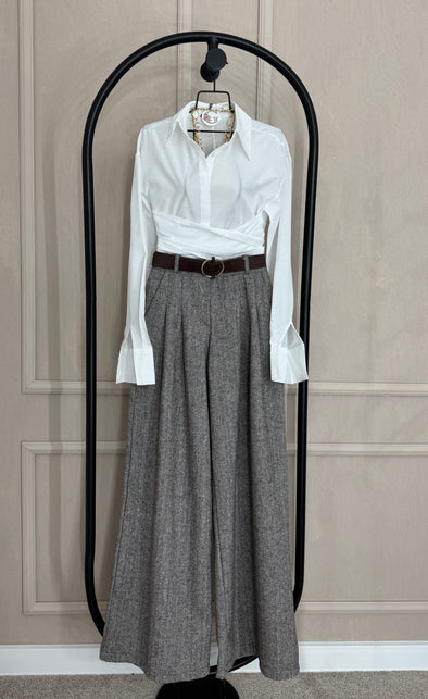 Hlace sirokih nogavica sa uzorkom - smedje