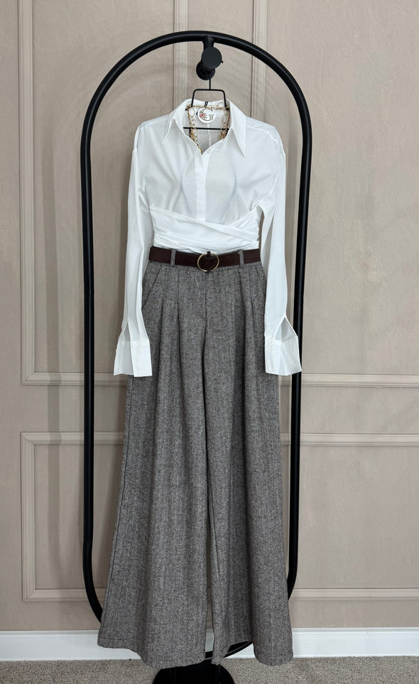 Hlace sirokih nogavica sa uzorkom - smedje