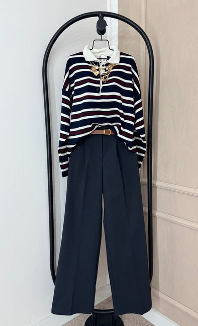 Palazzo pantalone- TAMNO PLAVE sa pojasom