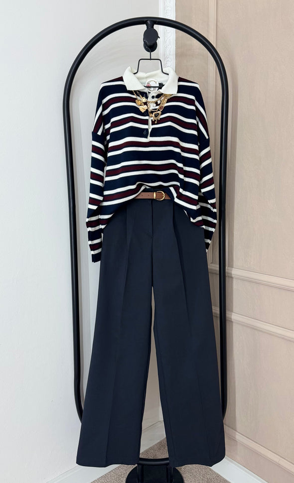 Palazzo pantalone- TAMNO PLAVE sa pojasom