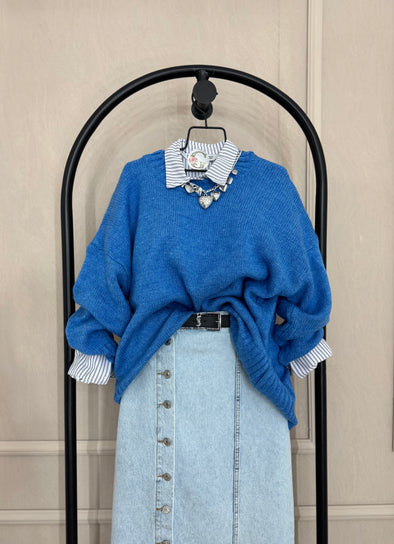 Dzemper plavi Massimo Dutti