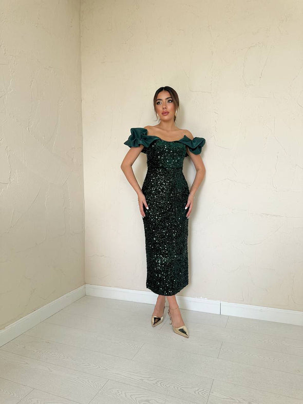 Haljina sa sljokicama - zelena