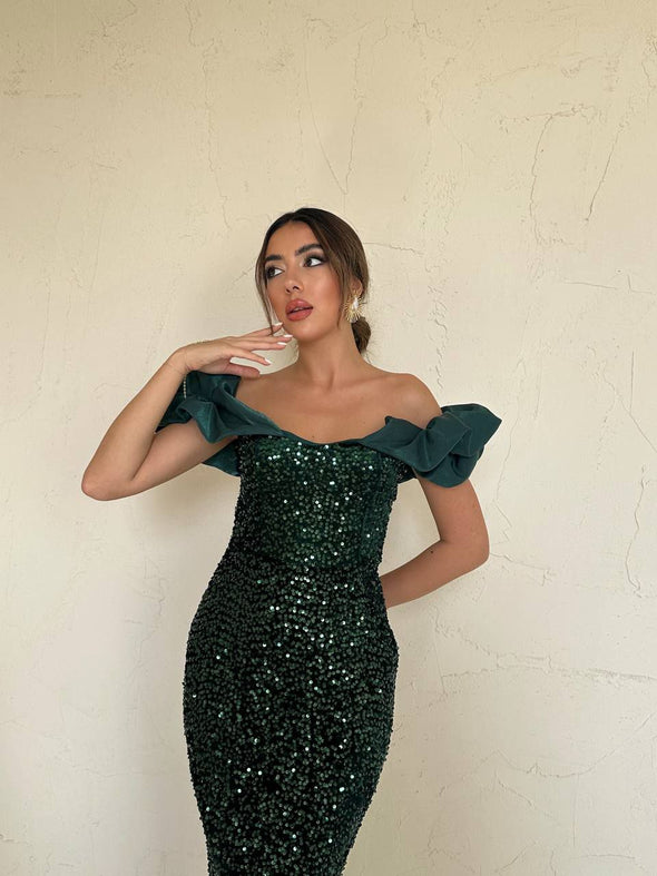 Haljina sa sljokicama - zelena